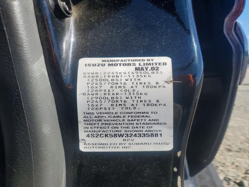 Продажа на аукционе авто 2002 Isuzu Rodeo, vin: 4S2CK58W324335881, номер лота: 56536556