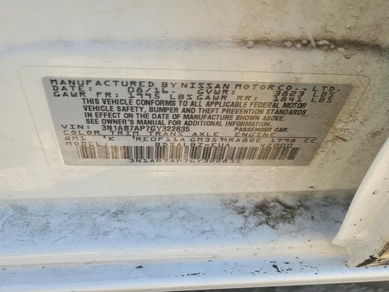 55556516 :رقم المزاد ، 3N1AB7AP7GY322835 vin ، 2016 Nissan Sentra مزاد بيع
