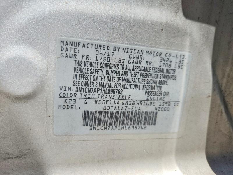 Aukcja sprzedaży 2017 Nissan Versa, vin: 3N1CN7AP1HL895762, numer aukcji: 58271476