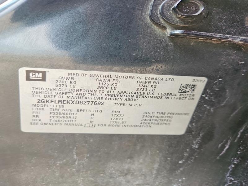 58947586 :رقم المزاد ، 2GKFLREKXD6277692 vin ، 2013 Gmc Terrain مزاد بيع