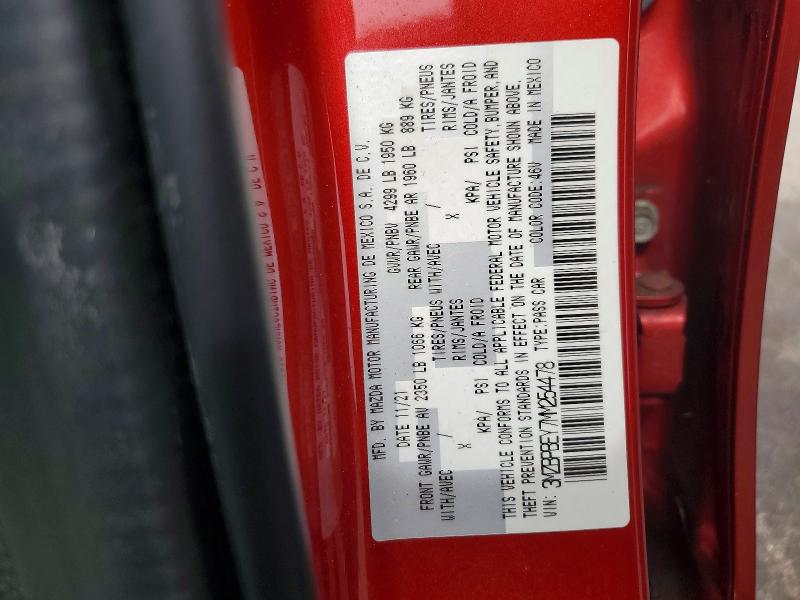 Aukcja sprzedaży 2021 Mazda 3, vin: 3MZBPBEY7MM254478, numer aukcji: 55924246