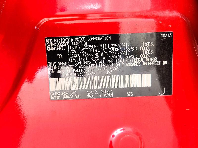 56628416 :رقم المزاد ، JTMZFREV3DD025147 vin ، 2013 Toyota Rav4 مزاد بيع