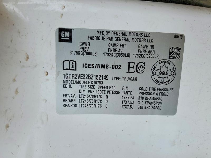 57954386 :رقم المزاد ، 1GTR2VE32BZ152149 vin ، 2011 Gmc Sierra مزاد بيع