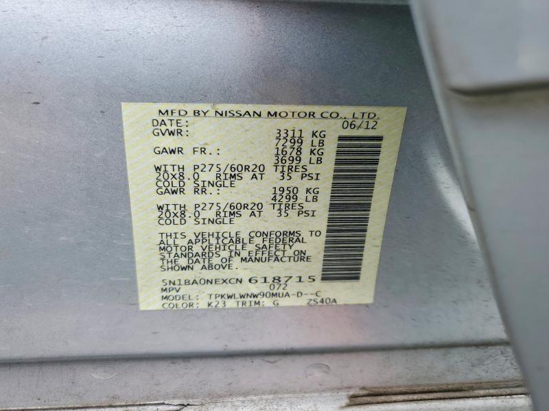 Aukcja sprzedaży 2012 Nissan Armada, vin: 5N1BA0NEXCN618715, numer aukcji: 73559035