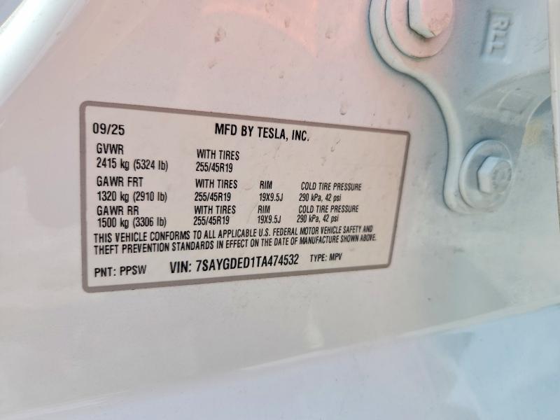 Продажа на аукционе авто 2026 Tesla Model Y, vin: 7SAYGDED1TA474532, номер лота: 57440486