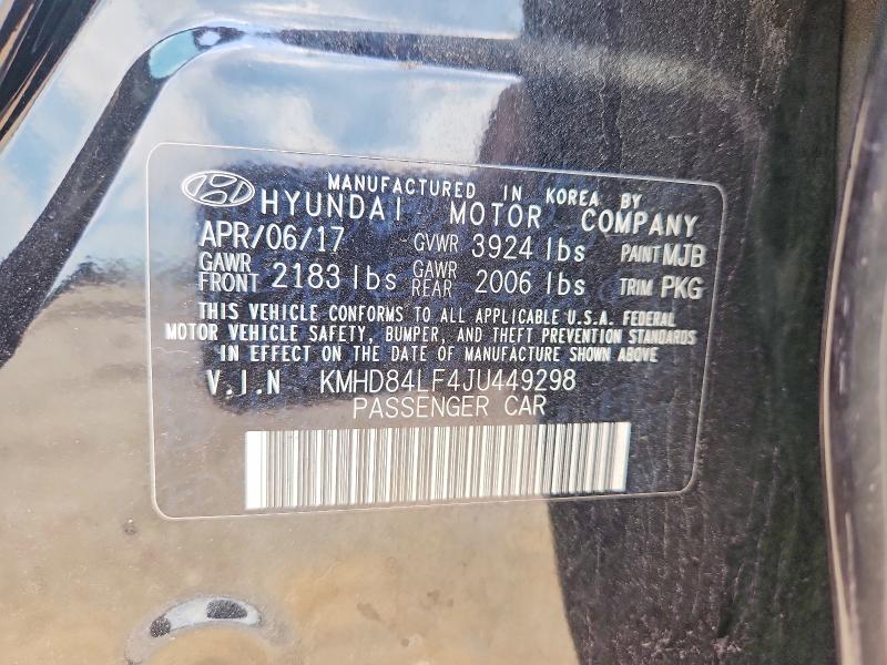 Продаж на аукціоні авто 2018 Hyundai Elantra, vin: KMHD84LF4JU449298, номер лоту: 58824446