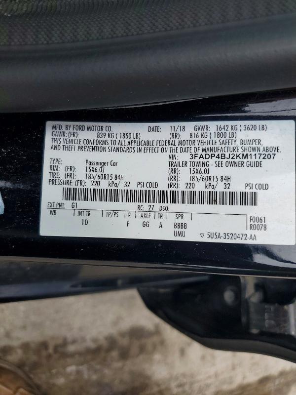 Продаж на аукціоні авто 2019 Ford Fiesta, vin: 3FADP4BJ2KM117207, номер лоту: 58750536