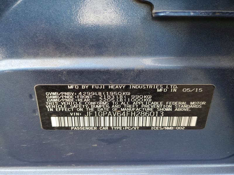 Aukcja sprzedaży 2015 Subaru Impreza, vin: JF1GPAV64FH286013, numer aukcji: 85631445