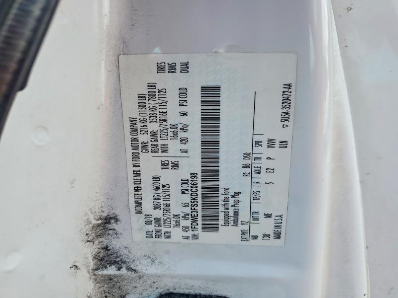 2019 Ford Econoline მანქანა იყიდება აუქციონზე, vin: 1FDWE3FS5KDC06198, აუქციონის ნომერი: 58244986