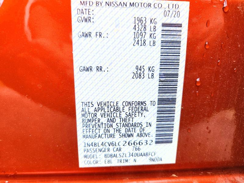 Продаж на аукціоні авто 2020 Nissan Altima, vin: 1N4BL4CV6LC266632, номер лоту: 55353386