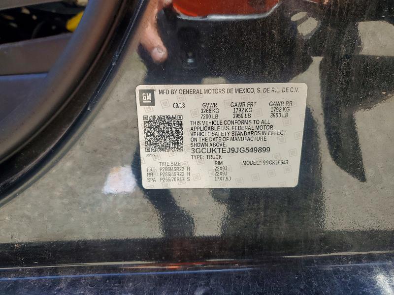 Aukcja sprzedaży 2018 Chevrolet Silverado, vin: 3GCUKTEJ9JG549899, numer aukcji: 57828336