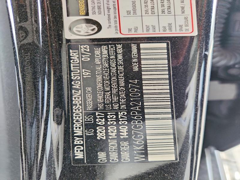 54664316 :رقم المزاد ، W1K6G7GB6PA210974 vin ، 2023 Mercedes-benz S مزاد بيع