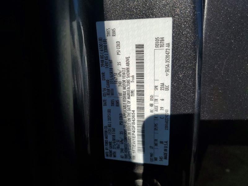 Продажа на аукционе авто 2016 Ford F150, vin: 1FTEW1EP4GFB43654, номер лота: 57346636