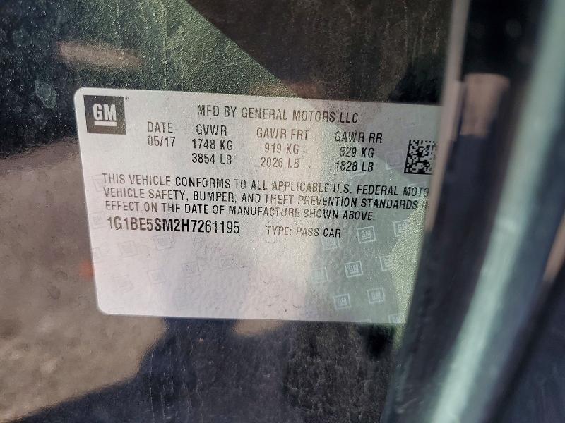 59119836 :رقم المزاد ، 1G1BE5SM2H7261195 vin ، 2017 Chevrolet Cruze مزاد بيع