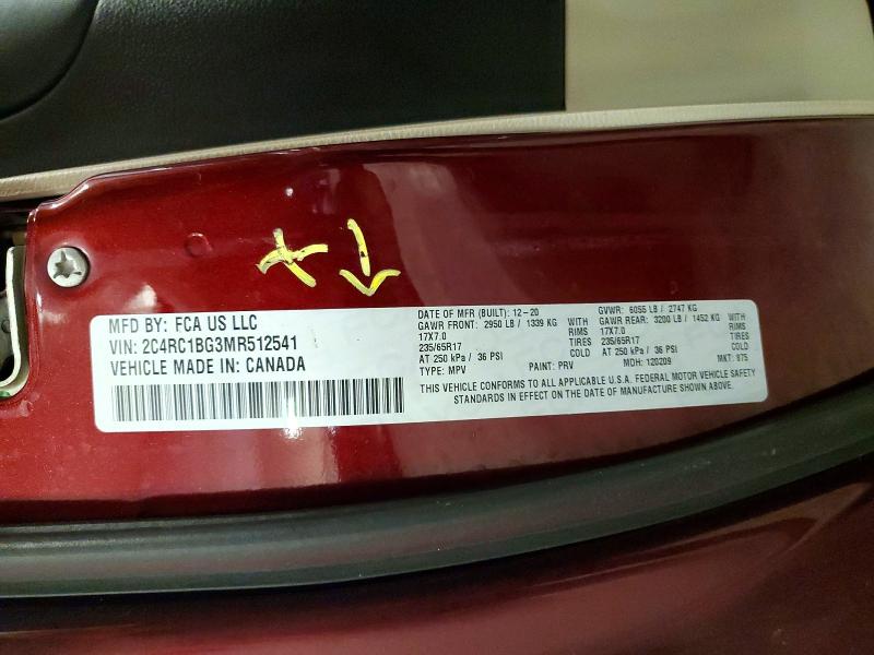 57582246 :رقم المزاد ، 2C4RC1BG3MR512541 vin ، 2021 Chrysler Pacifica مزاد بيع