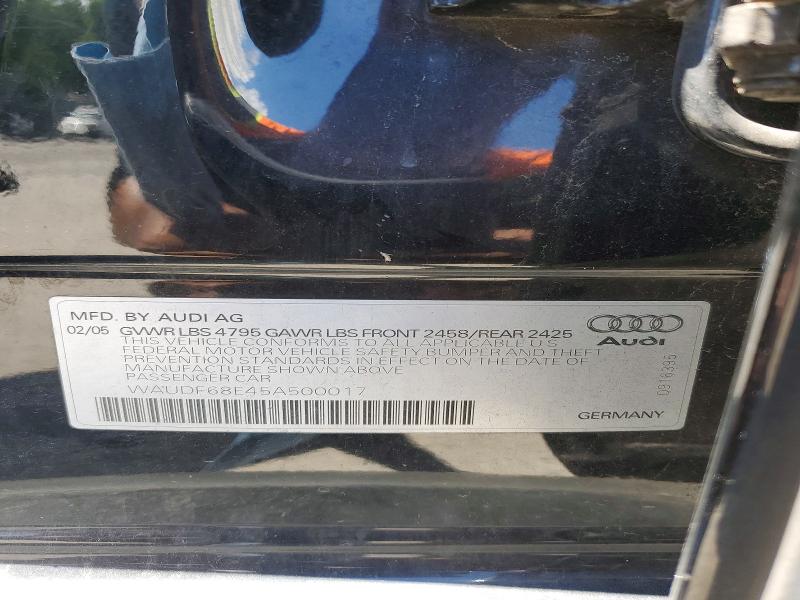 Aukcja sprzedaży 2005 Audi A4, vin: WAUDF68E45A500017, numer aukcji: 58179026