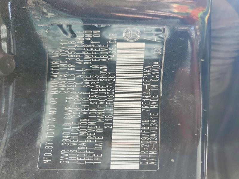 56689346 :رقم المزاد ، 2T1BU4EE0BC574261 vin ، 2011 Toyota Corolla مزاد بيع