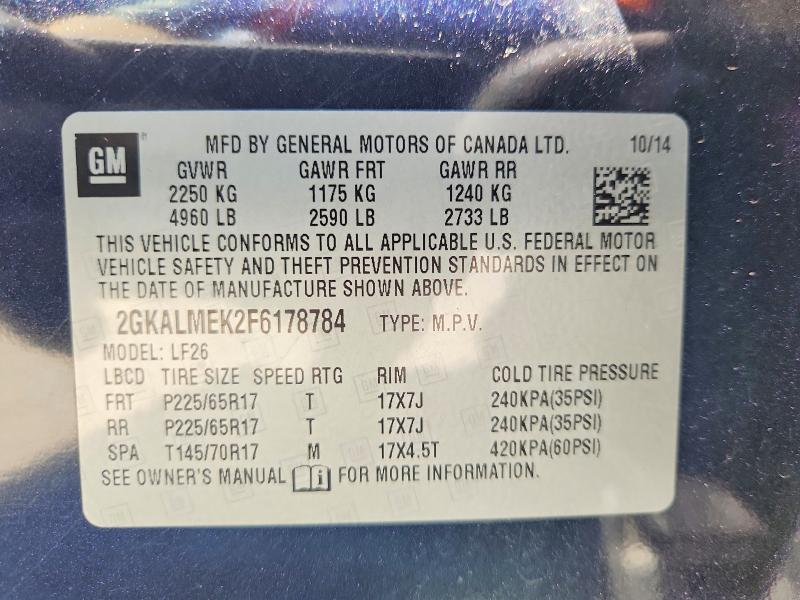 57349126 :رقم المزاد ، 2GKALMEK2F6178784 vin ، 2015 Gmc Terrain مزاد بيع
