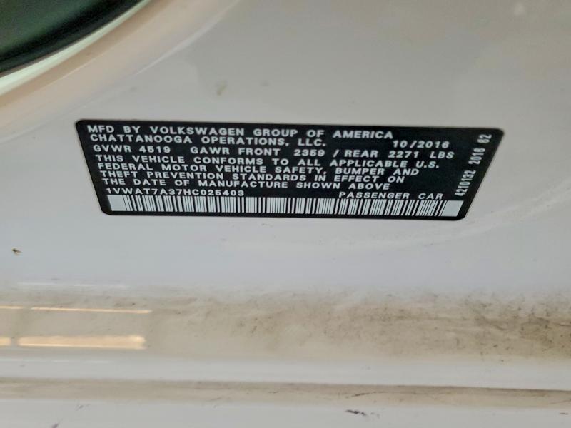 Aukcja sprzedaży 2017 Volkswagen Passat, vin: 1VWAT7A37HC025403, numer aukcji: 57720286