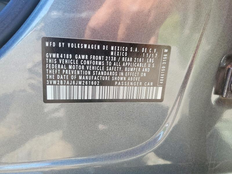 Продажа на аукционе авто 2018 Volkswagen Jetta, vin: 3VW2B7AJ6JM261602, номер лота: 56509506
