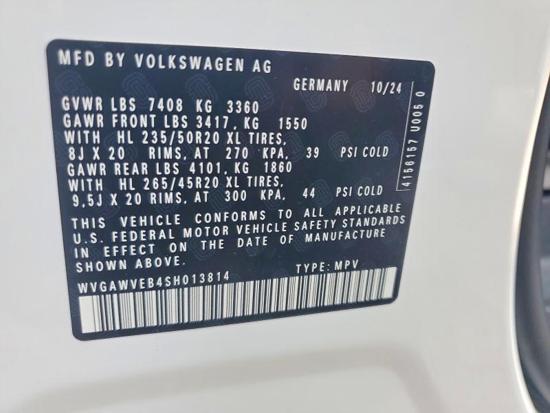 58869216 :رقم المزاد ، WVGAWVEB4SH013814 vin ، 2025 Volkswagen Id Buzz مزاد بيع