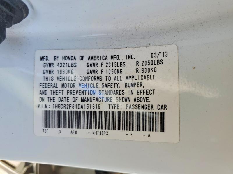 Продажа на аукционе авто 2013 Honda Accord, vin: 1HGCR2F81DA151815, номер лота: 58732416