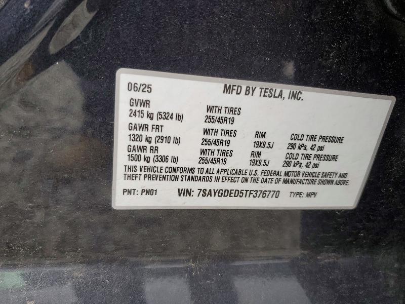 Aukcja sprzedaży 2026 Tesla Model Y, vin: 7SAYGDED5TF376770, numer aukcji: 59033716