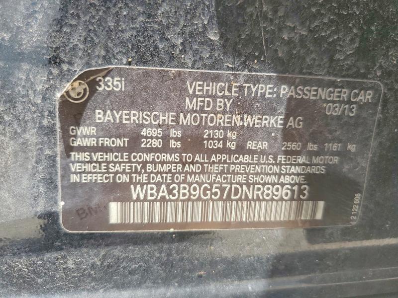Продаж на аукціоні авто 2013 Bmw 335, vin: WBA3B9G57DNR89613, номер лоту: 58526716