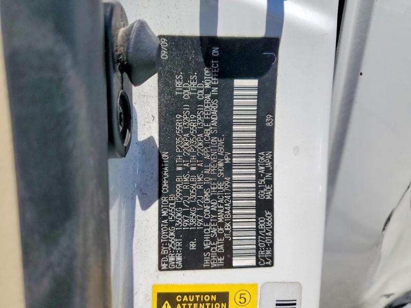59009476 :رقم المزاد ، JTJBK1BA4A2417994 vin ، 2010 Lexus Rx مزاد بيع