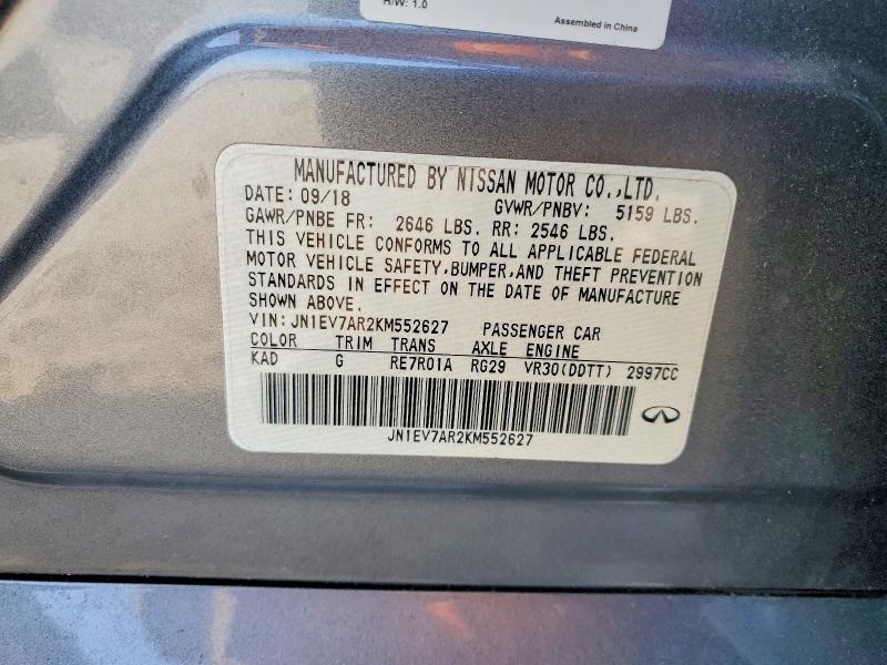 Продажа на аукционе авто 2019 Infiniti Q50, vin: JN1EV7AR2KM552627, номер лота: 56439606