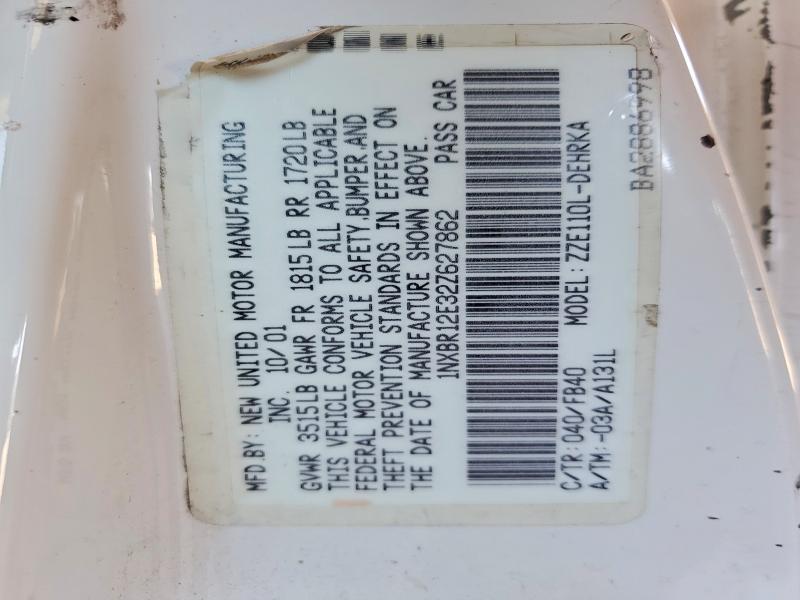 59356676 :رقم المزاد ، 1NXBR12E32Z627862 vin ، 2002 Toyota Corolla مزاد بيع