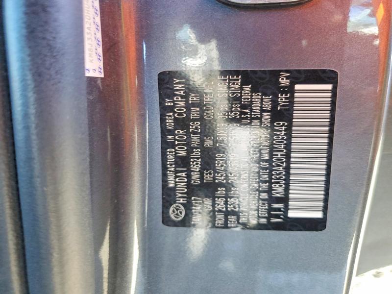 57011186 :رقم المزاد ، KM8J33A20HU409449 vin ، 2017 Hyundai Tucson مزاد بيع