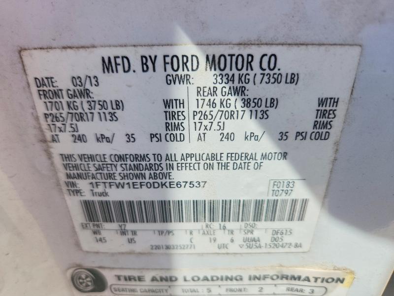 Aukcja sprzedaży 2013 Ford F150, vin: 1FTFW1EF0DKE67537, numer aukcji: 56042916