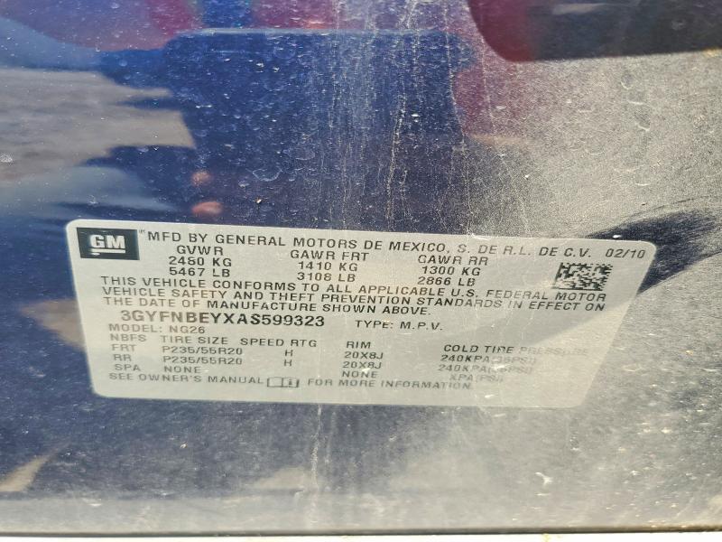 2010 Cadillac Srx მანქანა იყიდება აუქციონზე, vin: 3GYFNBEYXAS599323, აუქციონის ნომერი: 56142936