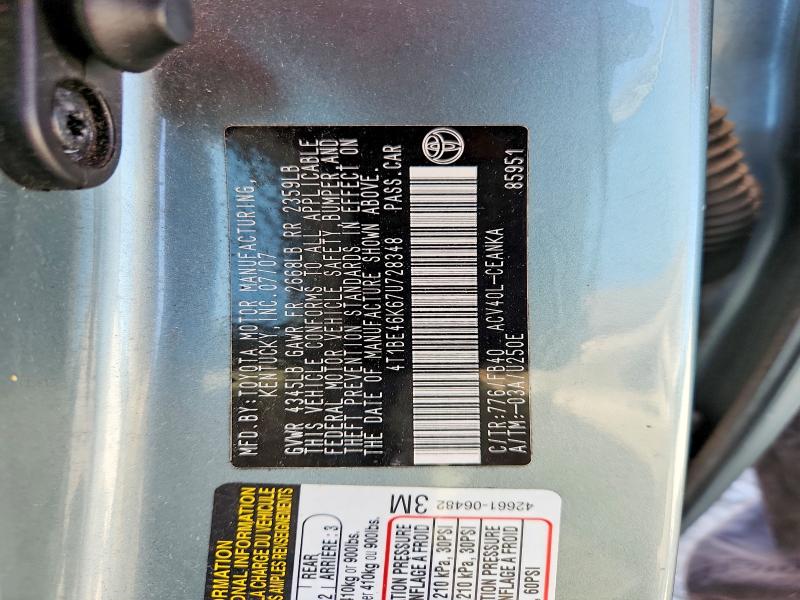 Aukcja sprzedaży 2007 Toyota Camry, vin: 4T1BE46K67U728348, numer aukcji: 56118856