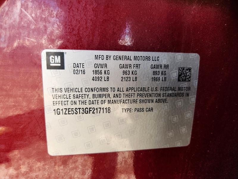 Продаж на аукціоні авто 2016 Chevrolet Malibu, vin: 1G1ZE5ST3GF217118, номер лоту: 58191326