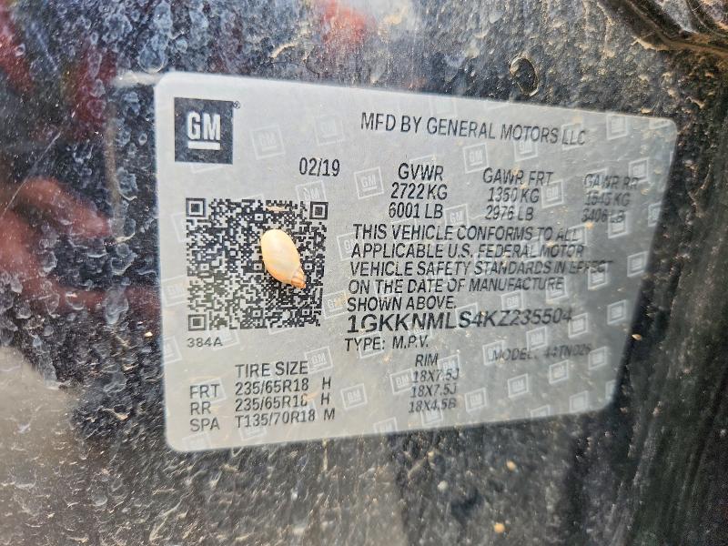 Auction sale of the 2019 Gmc Acadia, vin: 1GKKNMLS4KZ235504, lot number: 58709096