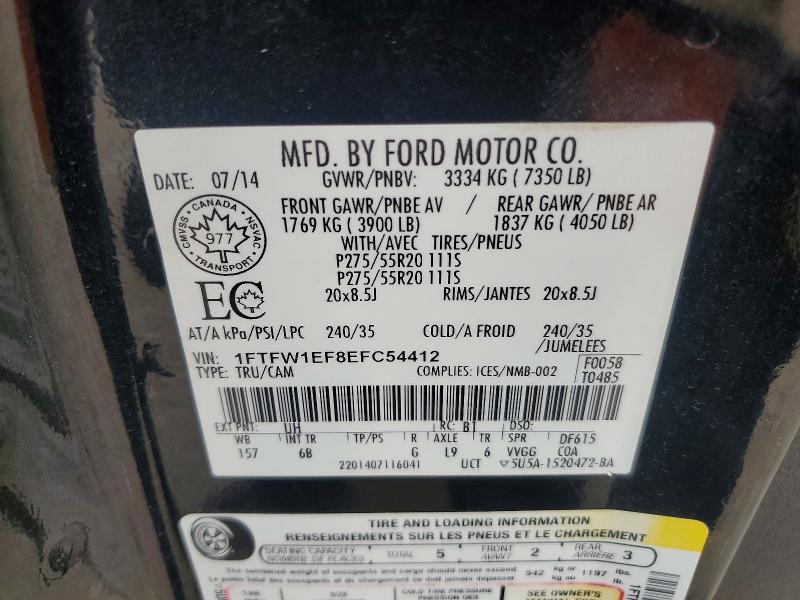 Продаж на аукціоні авто 2014 Ford F150, vin: 1FTFW1EF8EFC54412, номер лоту: 56675516