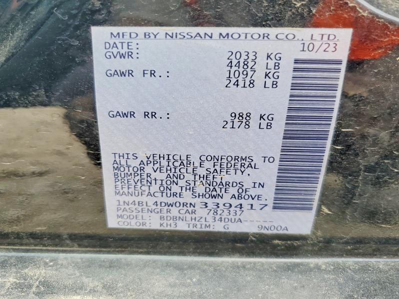 2024 Nissan Altima მანქანა იყიდება აუქციონზე, vin: 1N4BL4DW0RN339417, აუქციონის ნომერი: 56753236