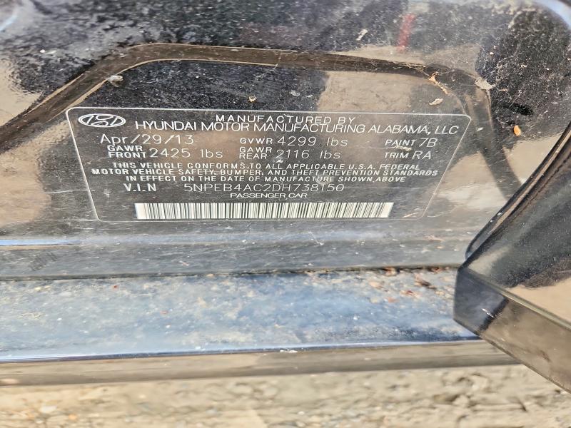 Продажа на аукционе авто 2013 Hyundai Sonata, vin: 5NPEB4AC2DH738150, номер лота: 57436446