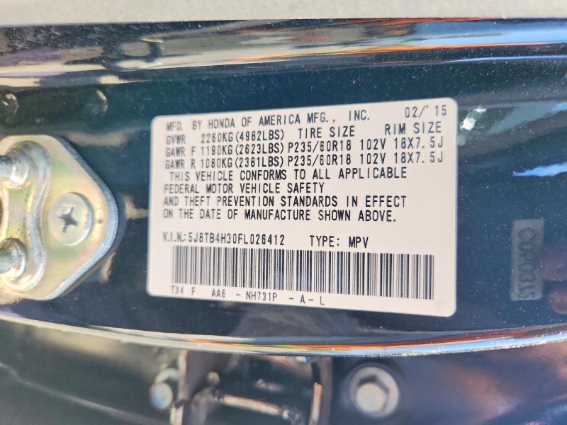 56592786 :رقم المزاد ، 5J8TB4H30FL026412 vin ، 2015 Acura Rdx مزاد بيع