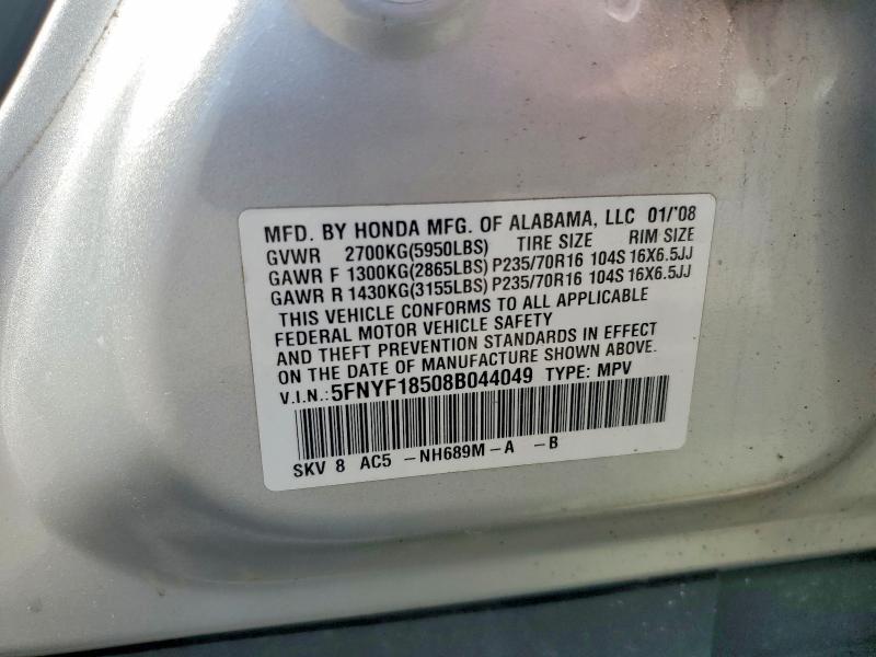 Продажа на аукционе авто 2008 Honda Pilot, vin: 5FNYF18508B044049, номер лота: 56814776