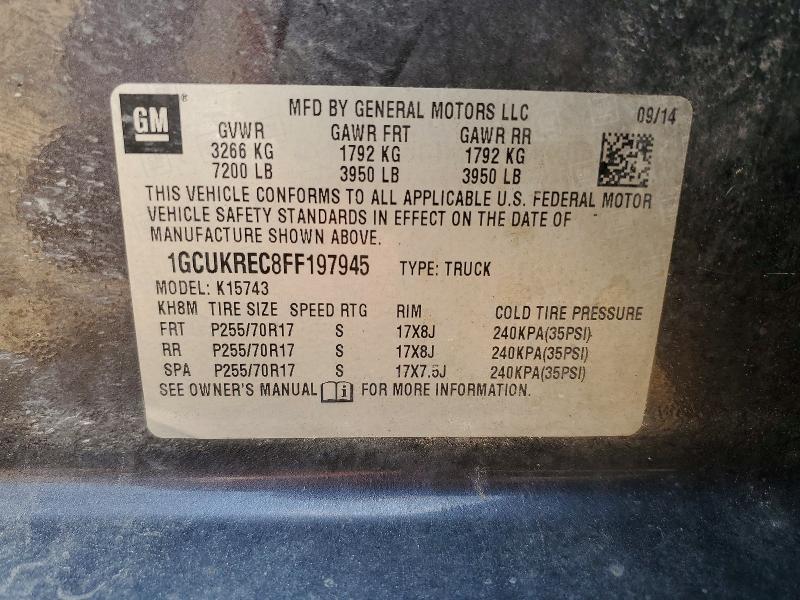 Продажа на аукционе авто 2015 Chevrolet Silverado, vin: 1GCUKREC8FF197945, номер лота: 56459806