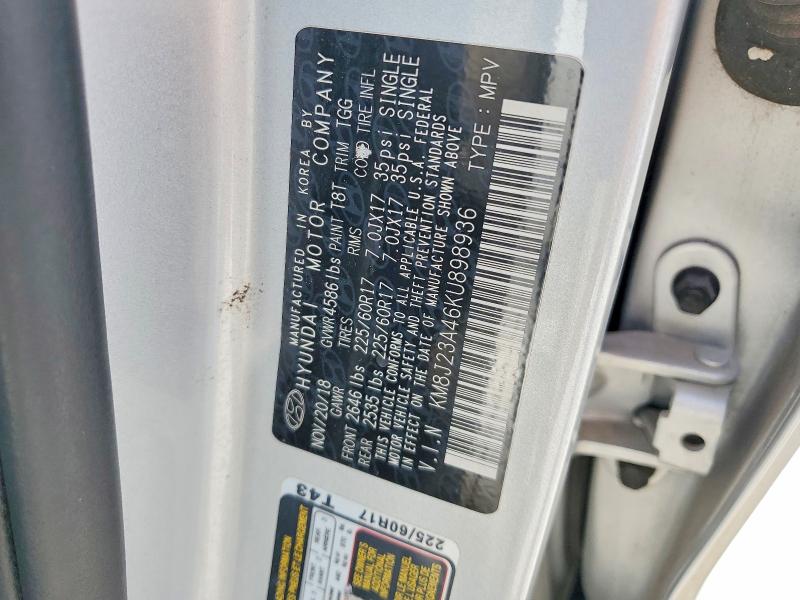 2019 Hyundai Tucson მანქანა იყიდება აუქციონზე, vin: KM8J23A46KU898936, აუქციონის ნომერი: 55613346