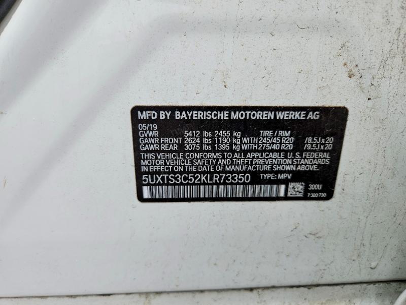 Aukcja sprzedaży 2019 Bmw X3, vin: 5UXTS3C52KLR73350, numer aukcji: 58121406