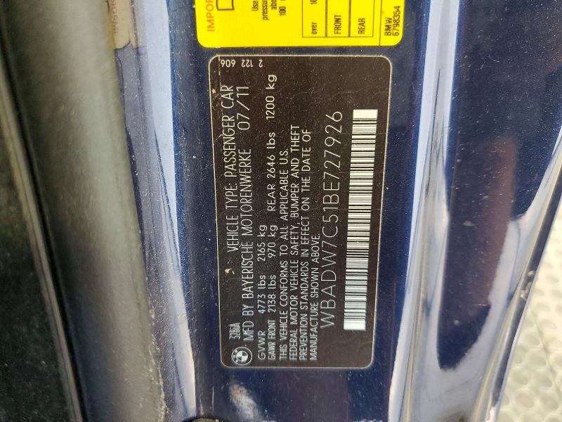 Продажа на аукционе авто 2011 Bmw 328, vin: WBADW7C51BE727926, номер лота: 57031296