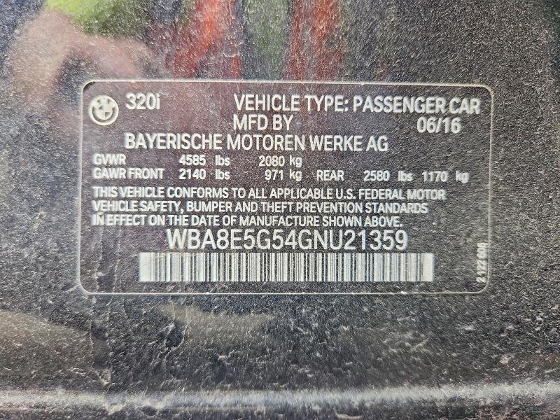 56252466 :رقم المزاد ، WBA8E5G54GNU21359 vin ، 2016 Bmw 320 مزاد بيع