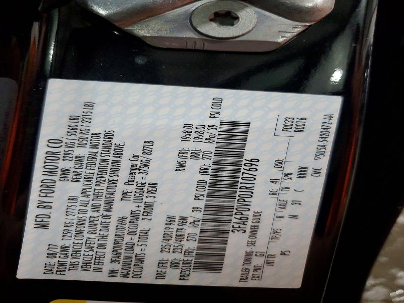 Продаж на аукціоні авто 2018 Ford Fusion, vin: 3FA6P0VP0JR107696, номер лоту: 59159846
