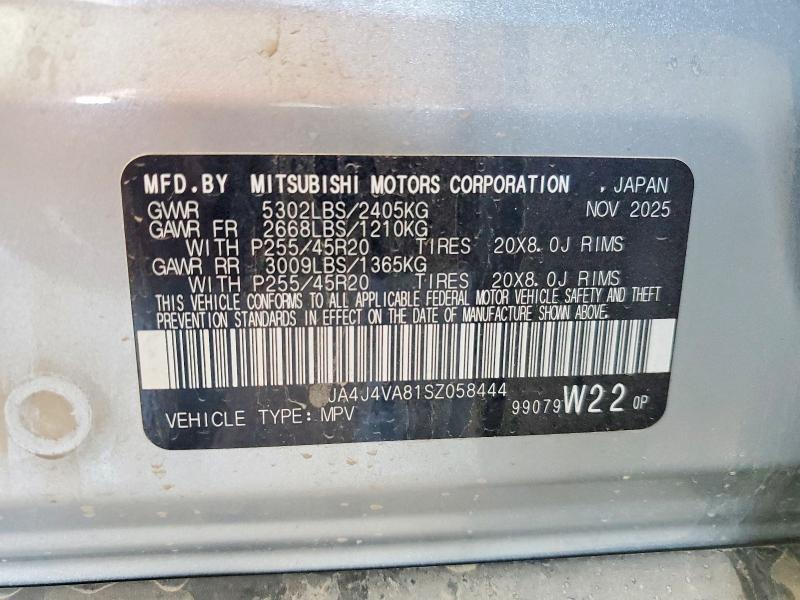 56159066 :رقم المزاد ، JA4J4VA81SZ058444 vin ، 2025 Mitsubishi Outlander مزاد بيع