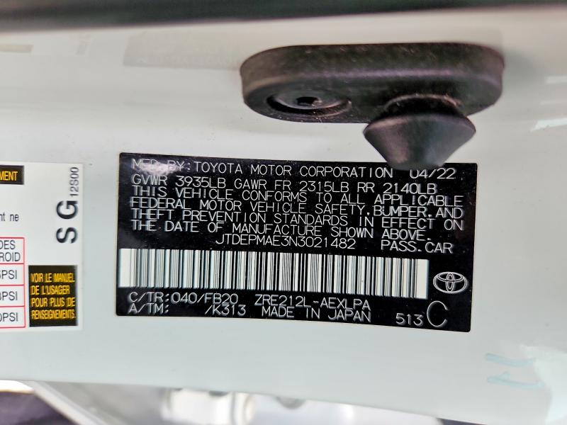 Продажа на аукционе авто 2022 Toyota Corolla, vin: JTDEPMAE3N3021482, номер лота: 57642046